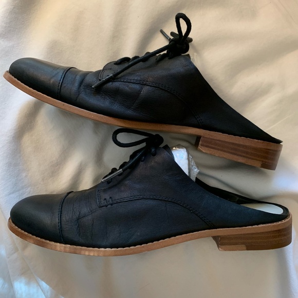 1. State black leather Oxford mules/shoes - Picture 1 of 9
